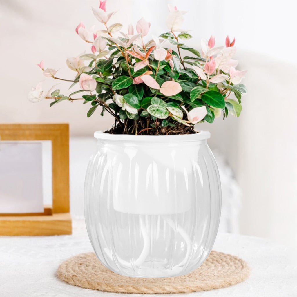 Todaioua 4 Inch Self Watering Plant Pot, Self Watering Pots, Small Self Watering Planter with Reservoir for Indoor Plants for Garden Home, Green Plant Lovers (Transparent Gray)