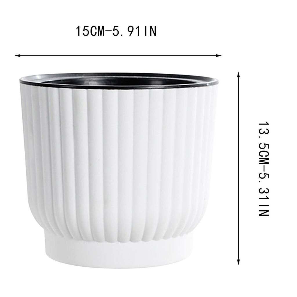 Todaioua Self-Watering Planter Pot with Vertical Pattern - 5.9 Inch Automatic Irrigation Flower Pot for Succulents, Roses, Office Desk Plants, Eco-Friendly Plant Container​​