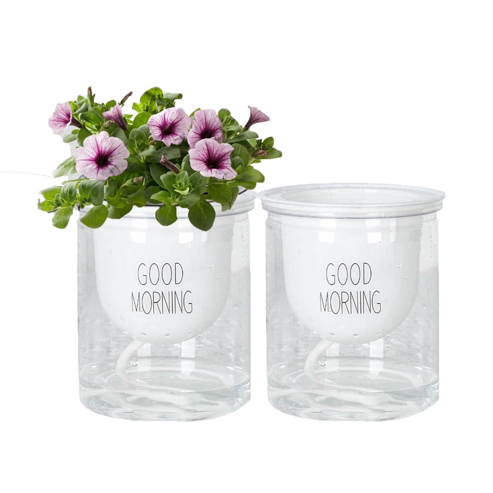 Visland 2Pcs Self Watering Planter, African Violet Pots, Flower Plant Pot for Various Plants / Flowers / Succulent Plants
