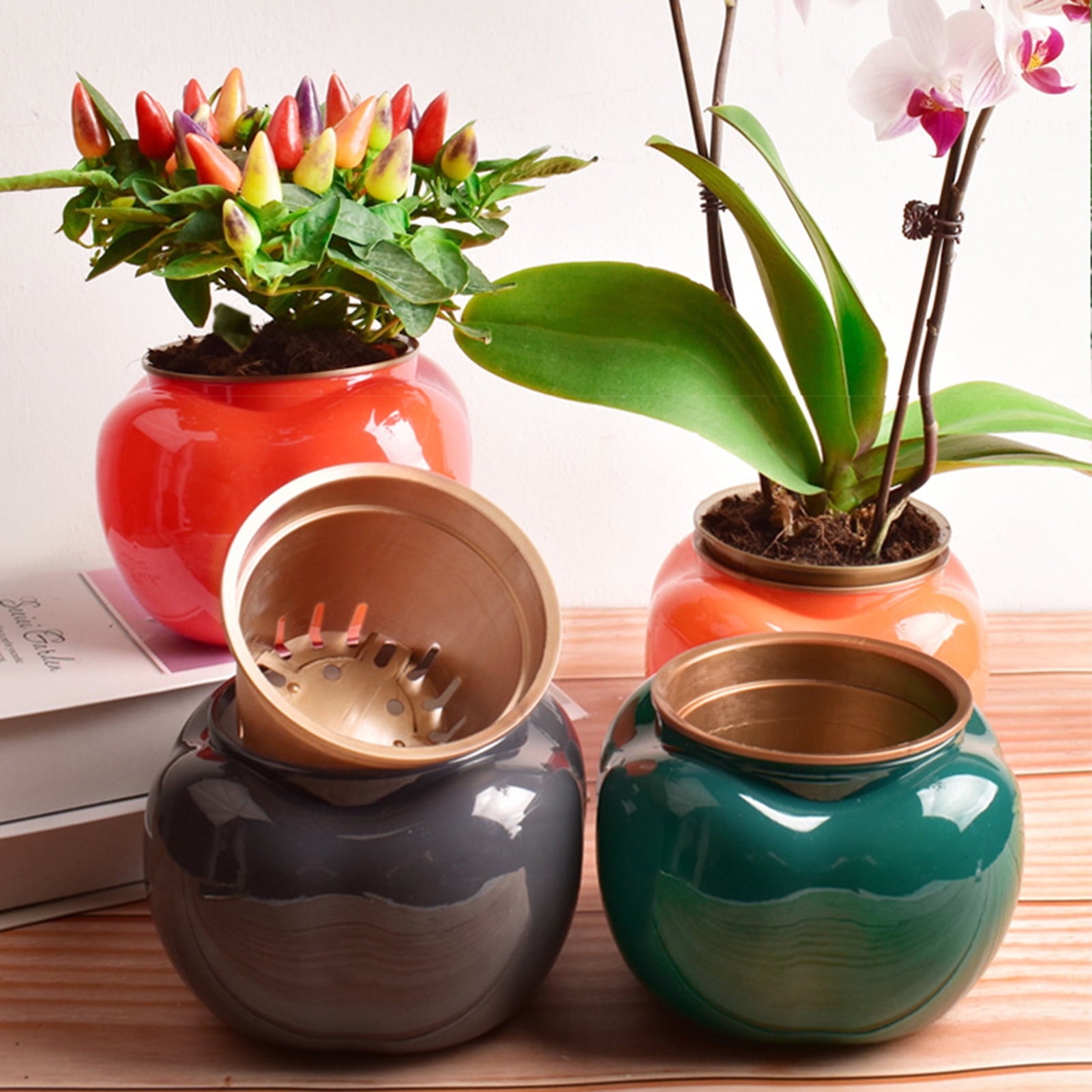 Visland Self Watering Planter, Self Watering Pot for Indoor Plants Wicking Pots, Vitange Decorative Planter Pot for House Plants Succulents