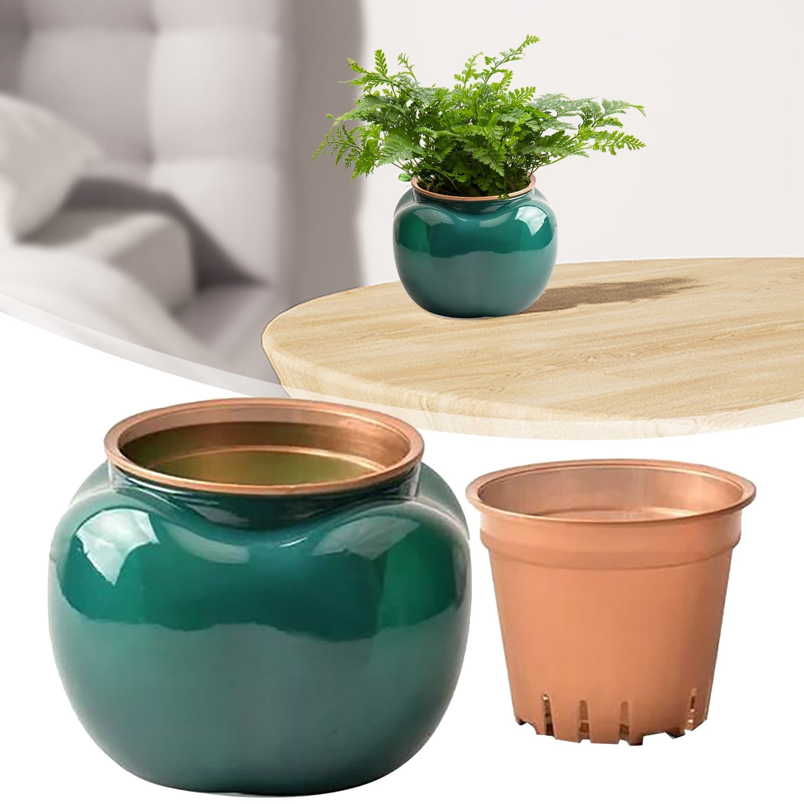 WMGHA 5.3 Inch Self Watering Plastic Planter with Water Container, Modern Decorative Planter Flower Pot for House Plants, Herbs, Aloe, African Violets, Succulents