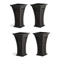 YIMBY Heritage Self Watering Tall Outdoor Garden Patio Planter Pot, (4 Pack)