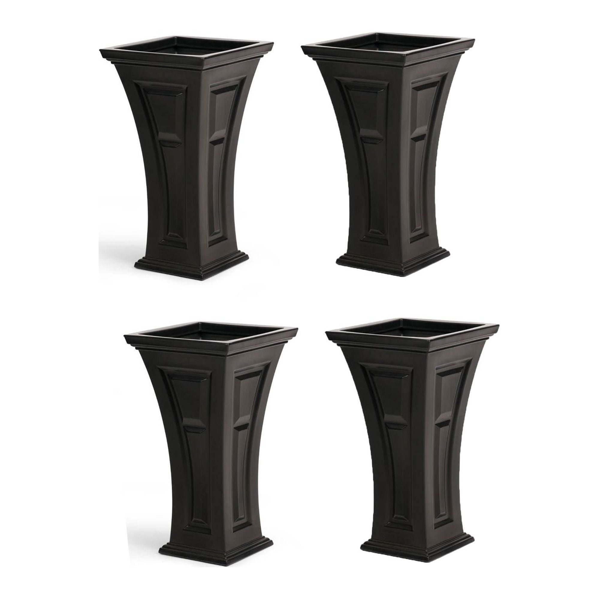 YIMBY Heritage Self Watering Tall Outdoor Garden Patio Planter Pot, (4 Pack)