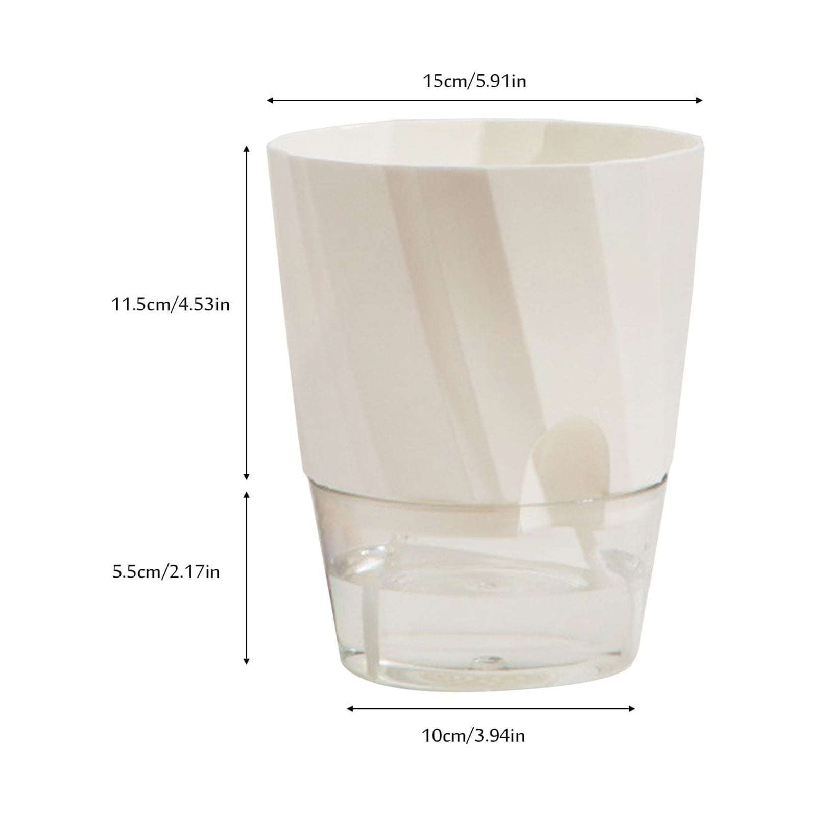 Self Watering Pots - 2 Pack Indoor Planters with Wick Ropes & Drainage Holes - Modern White Orchid Pots with Water Reservoir for African Violets, Herbs, and Houseplants
