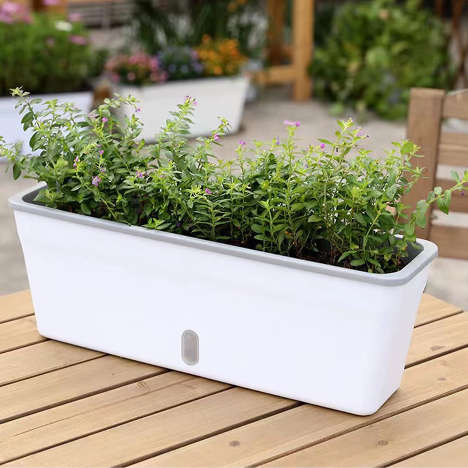 YYUZH Self-Watering Rectangular Planter with Automatic Water Absorption for Flowers and Vegetables - Indoor and Outdoor Gardening Pot with Ventilation Holes