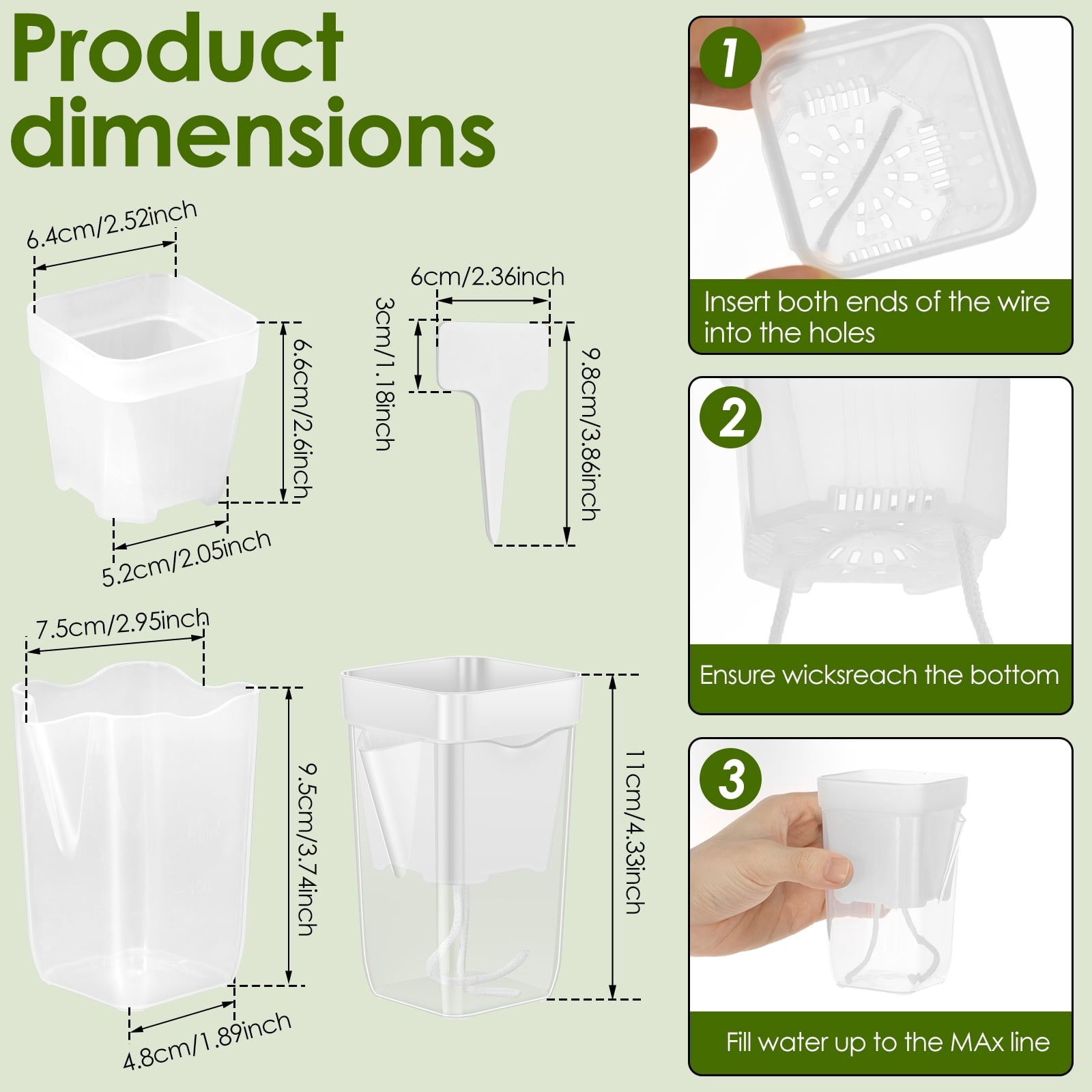 12 Pack Self Watering Plant Pot Mini Self Watering Pot for Indoor Small Clear Plastic Planter for Propagation Cutting Seeding with Reservoir Drainage Holes and Labels