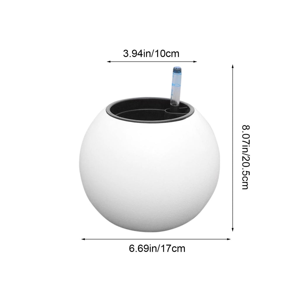 Hometravel Self Watering Plant Pot, Plastic Spherical Flower Container, Automatic Absorbing Planter for Indoor Desktop