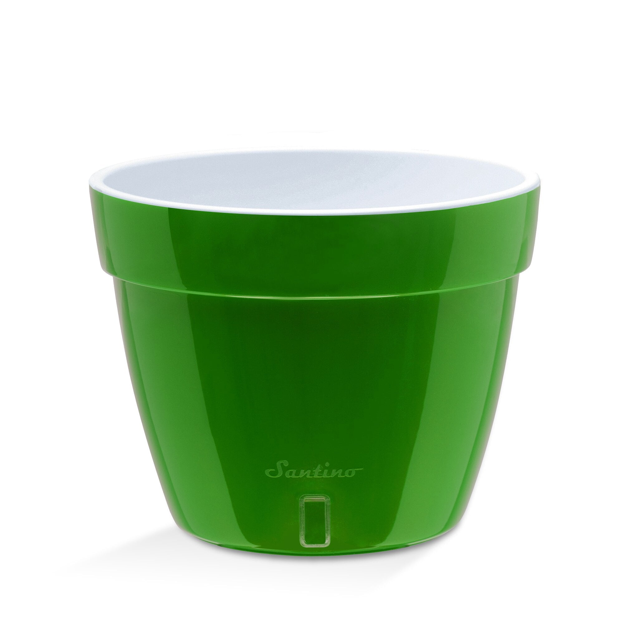 🪴 Santino ASTI 7.1 Inch Self Watering Planter GREEN-GOLD/WHITE (Set of 3) for Indoor Plants - Modern Plastic Pot w/ Water level Indicator for House Plants, African Violets and Dahlias