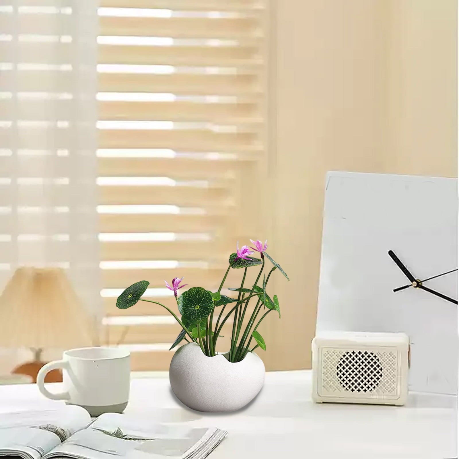 Ceramic Hydroponic Flower Pot for Succulents, Creative Self Watering Planter for Home Gardening, Modern Home Furnishings and Tabletop Decor, Indoor Plant Pot
