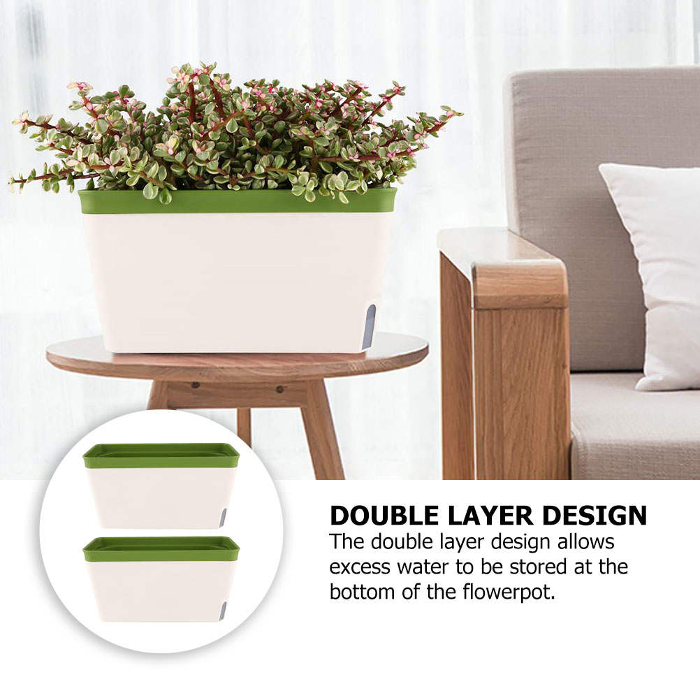 LOLIPPYY 2Pcs Rectangular Self-Watering Planters for Gardening with Automatic Watering Function
