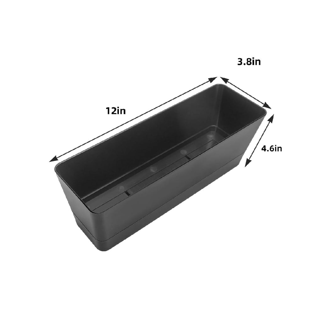 Modern Indoor Succulent Pot,QZS Plastic Windowsill Planter for Flowers,12x3.8x4.6In Self Watering Planter Pot for Vegetable,Flowers