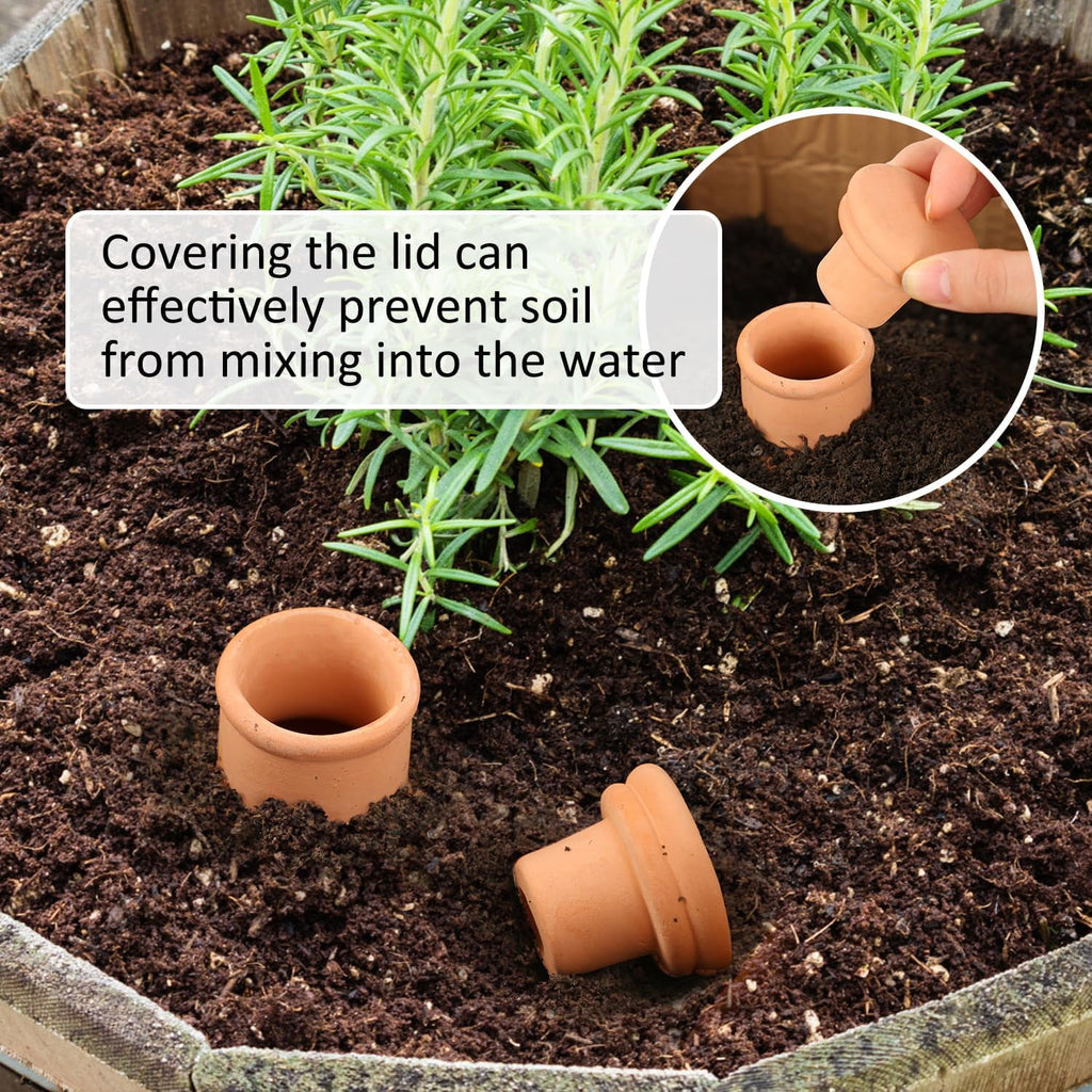 8pcs Ollas Self Watering Terracotta Planter Terra Cotta Clay Watering Spikes for Indoor Outdoor Plants - Large Reservoir Bulbs