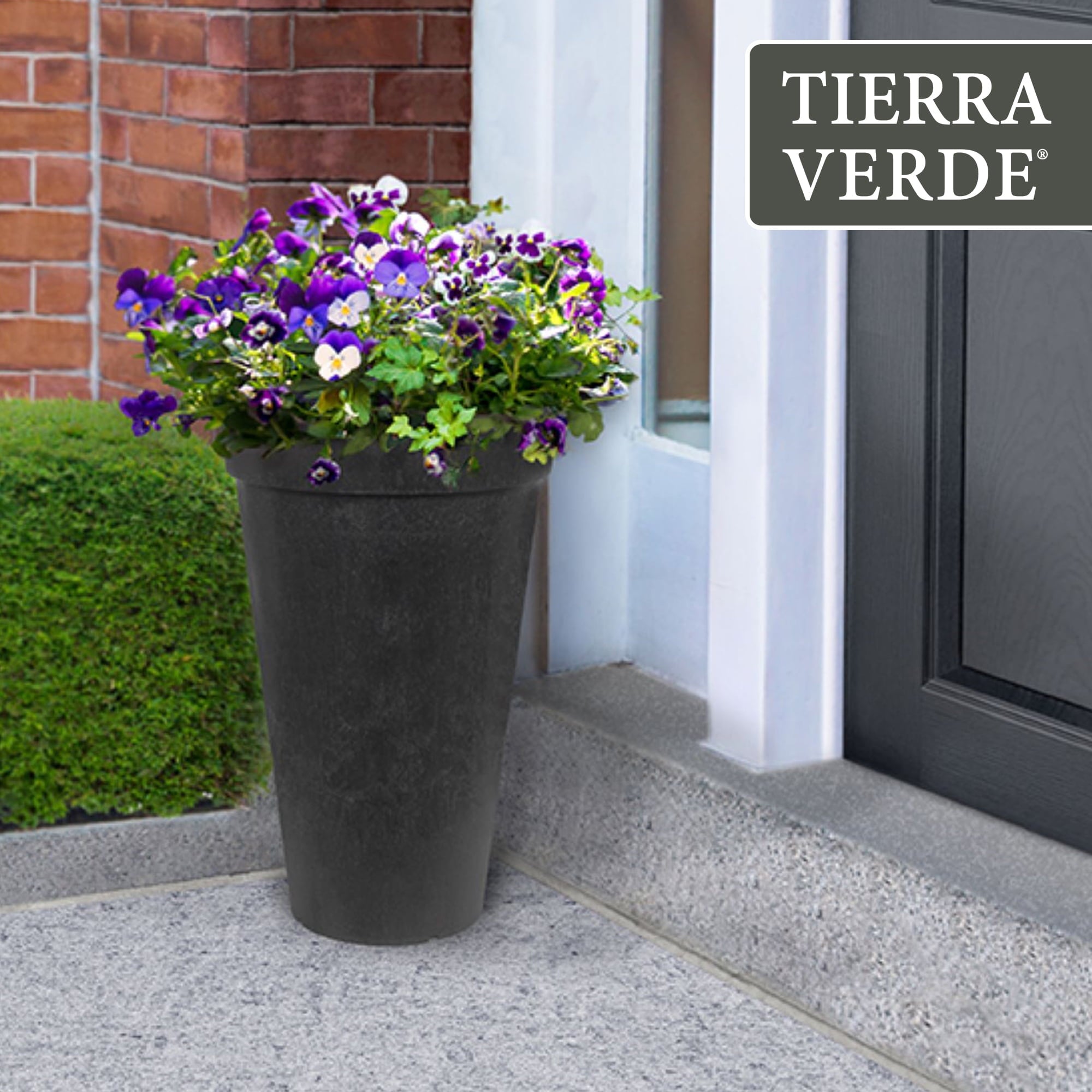 Tierra Verde 2 Pack Aria Self Watering Tall Planter, 12.5"W x 20"H, Black