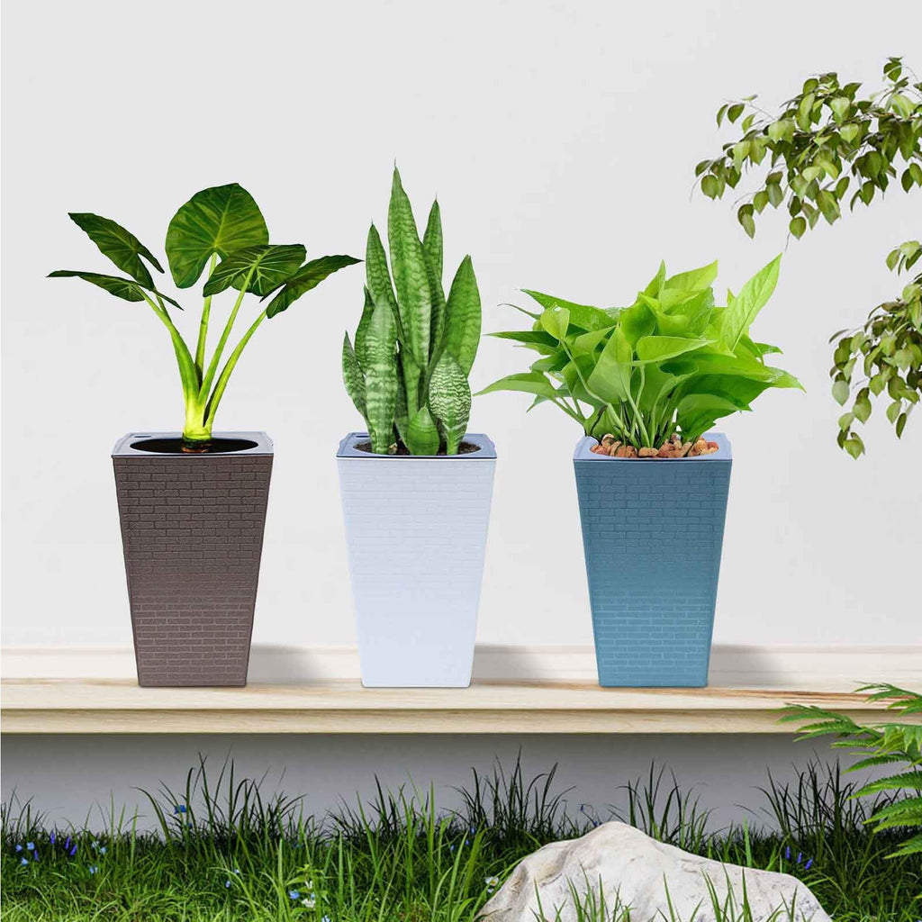 Planter Pot Self Watering Planter Tall Flower Pots Square Planters for Outdoor Plants Large Tall Planter Modern Planter with Drainage Holes Indoor Outdoor Self Watering Plants Planter for Home Office