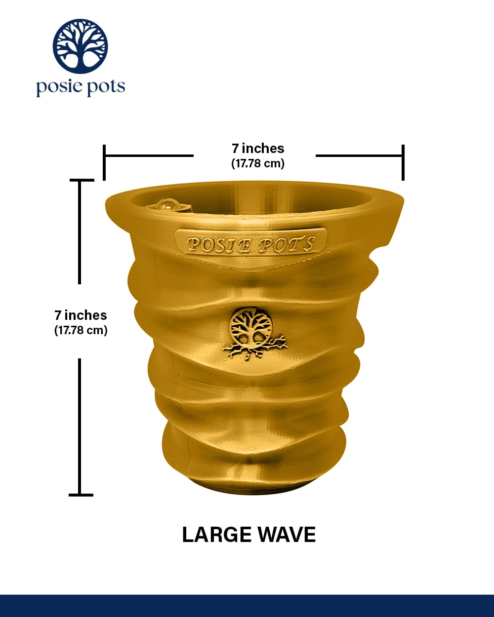 Posie Pot 7 inch, Large Gold Wave Self Watering Planter