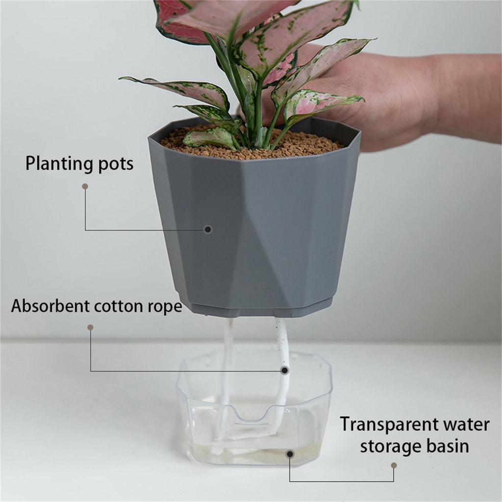 Self Watering Pots For Indoor Plants, 6.89 Inchplastic Self Watering Planter Pots With Wick Rope And Reservoir For Indoor Plants, African Violets, Herbs, Gardening Pots, Planters & Accessories,White