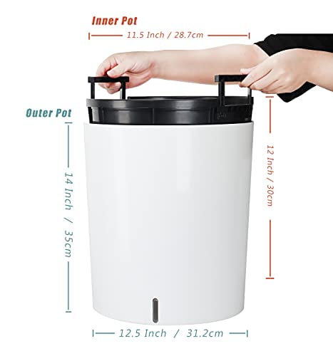 SAROSORA Large Round Self Watering Planter Pot 12.5'' for Home Garden Patio Tall Tree