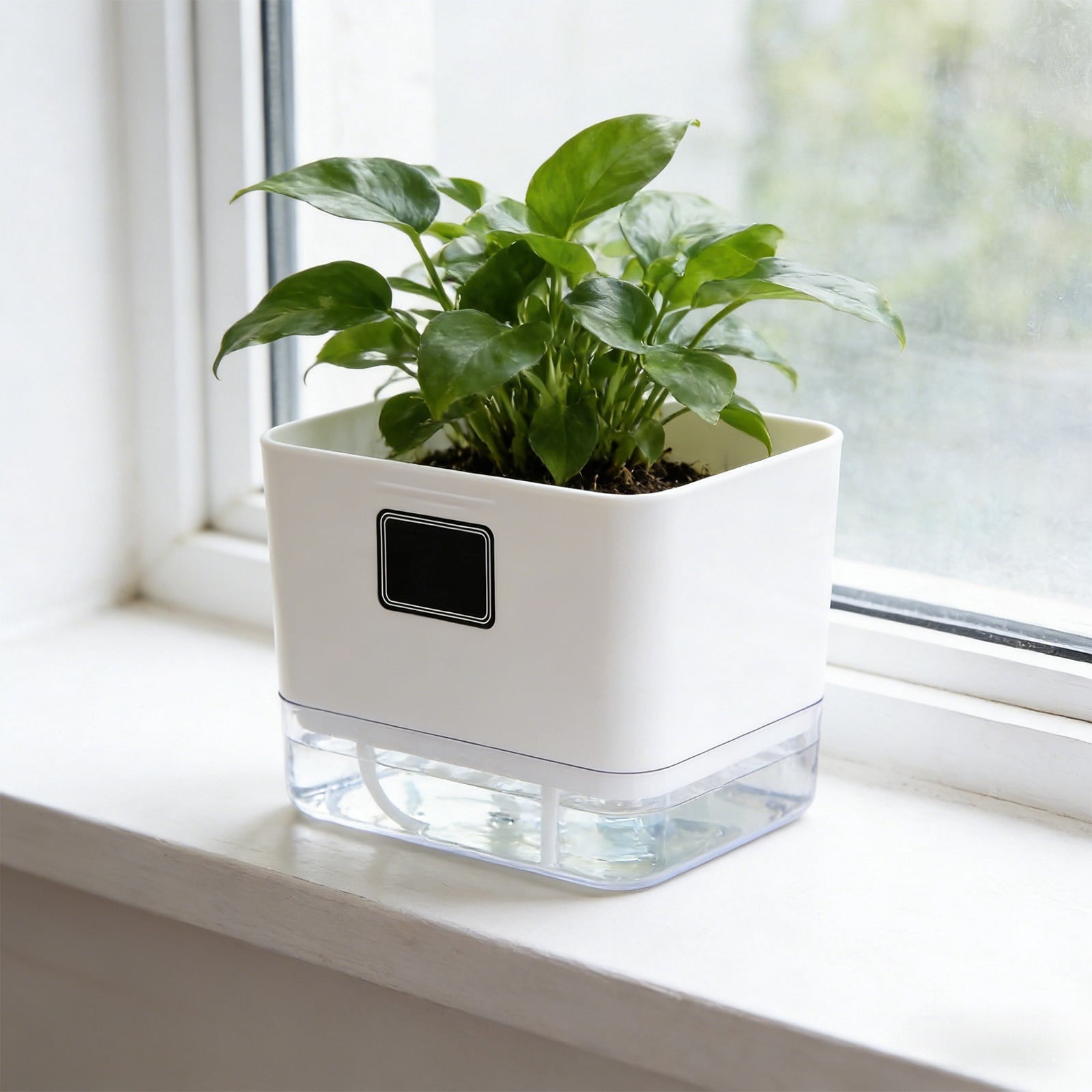 ChicYu Self Watering Planters Self Watering Pots for Indoor Plants,Automatic Moisturizing，Transparent Square Flower Pot for Indoor and Outdoor