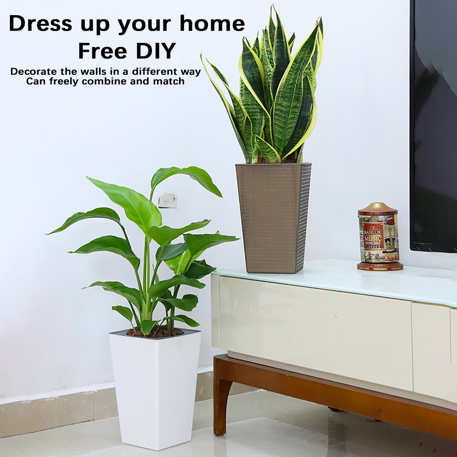 Self Watering Indoor/Outdoor For Patio Planter Pot Decorative Gardening & Home Decor Square Clearance Bottom Design Large Flower Pots for Indoor Plants Flower Pots New