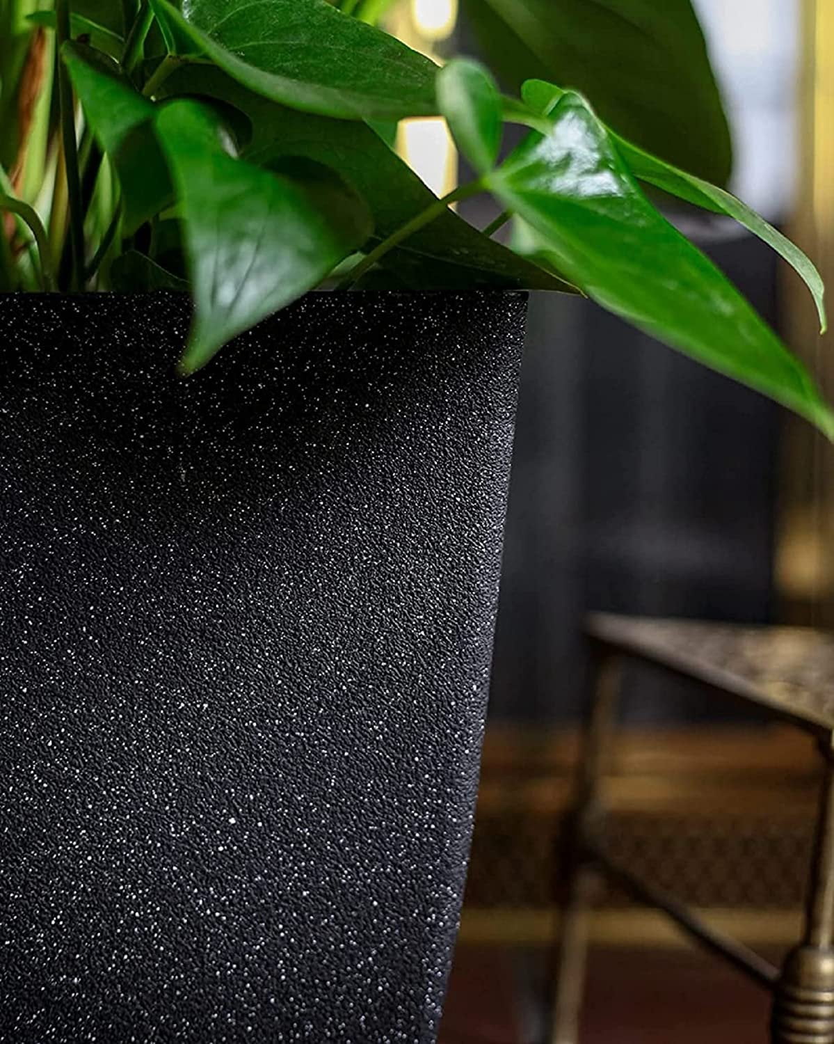 The HC Companies 12 Inch Santa Fe Round Self Watering Planter - Decorative Lightweight Plant Pot with Drainage Hole for Indoor Outdoor Use, Black Sand 12" Black Sand