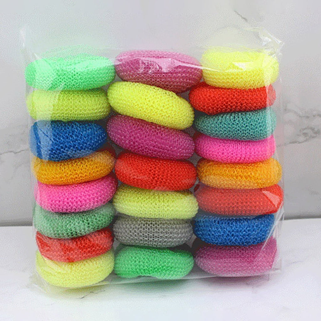 SWSUSN 24 PCS Plastic Dish Scrubbers for Dishes Plastic Pot Round Scrubber Scouring Pad Nylon Dish Scrubber, Mesh Scouring Dish Pads Non Scratch Scrubbers