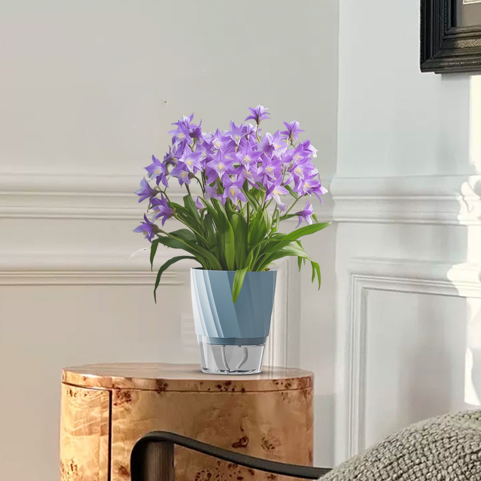 Todaioua Plant Pots 6 inch, Self Watering Flower Pots Indoor Outdoor, Planters with Clear Saucer Reservoir for Spider Plant, Orchid, African Violet