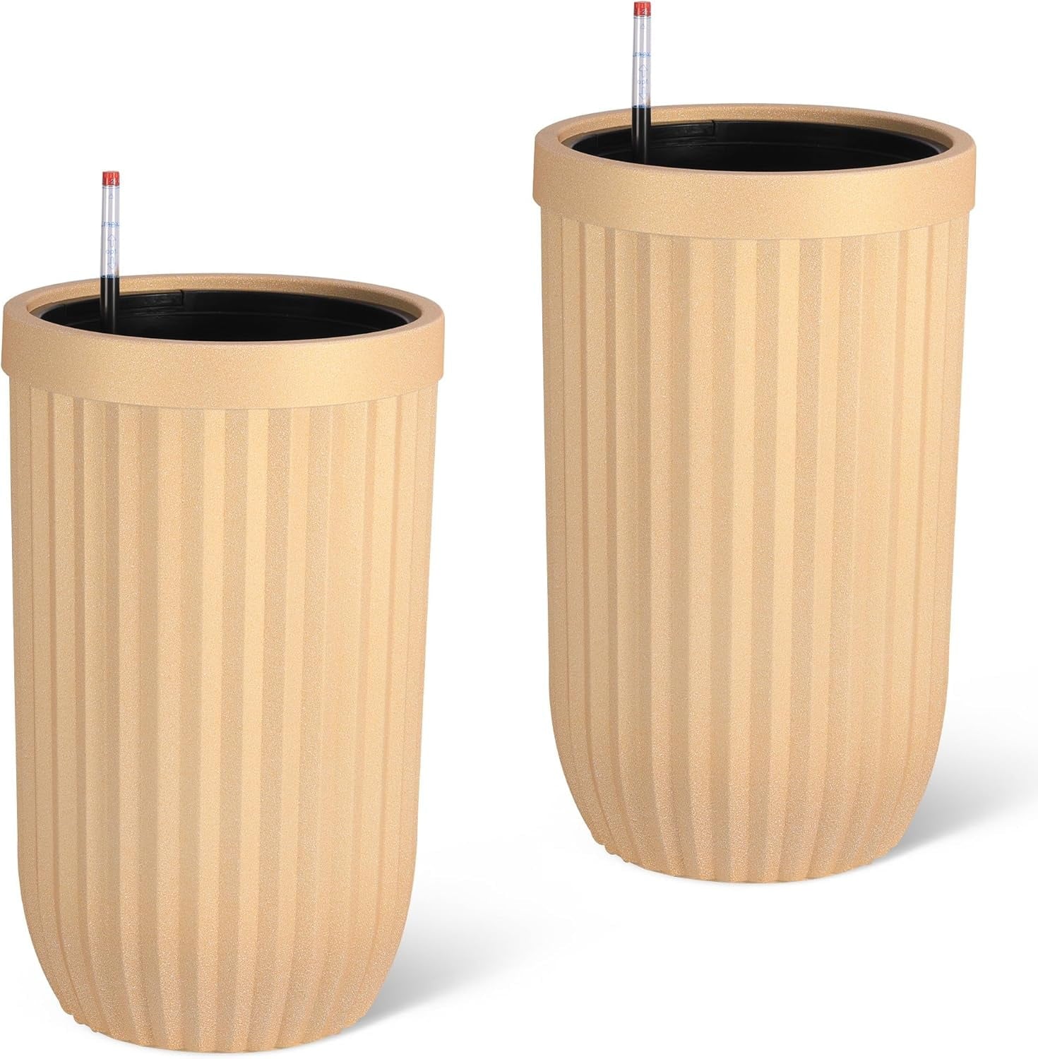 14.5"/23"/31" Tall Planter with a Water Level Monitor, Self Watering System and Wheels, Medium Flower Pots for Living Room, Bedroom Office, Patio, Porch, Garden