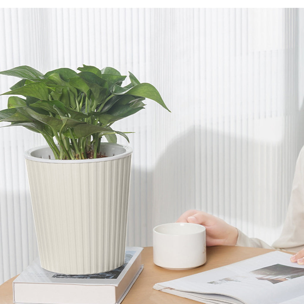 Self Watering Planter Self-Watering Planter Pot - 7"X6.5" Smart Circular Flowerpot with Water Reservoir, Auto Irrigation System for Indoor Herbs, Balcony Plants Auto Irrigation Pot