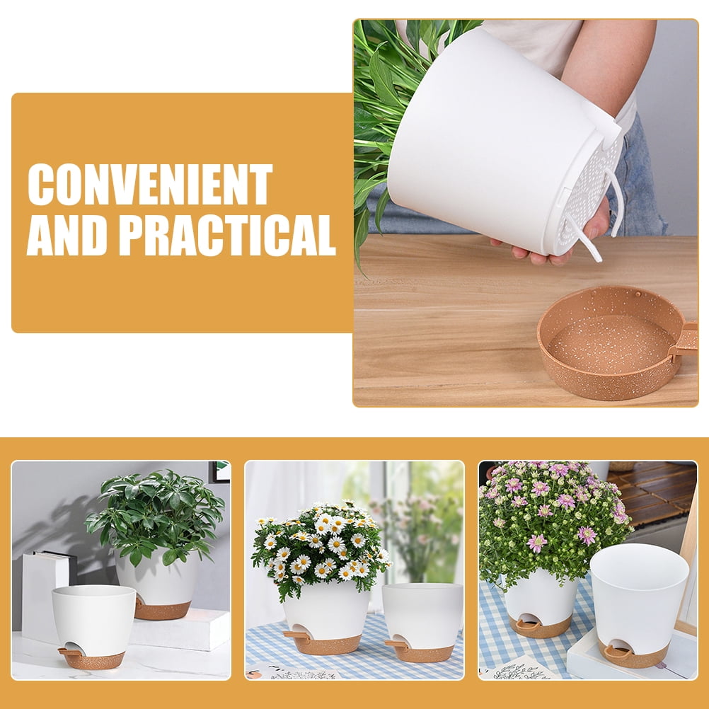 Worgeous  3 Pcs Bottom Watering Pots for Indoor Plants Planter Self Garden