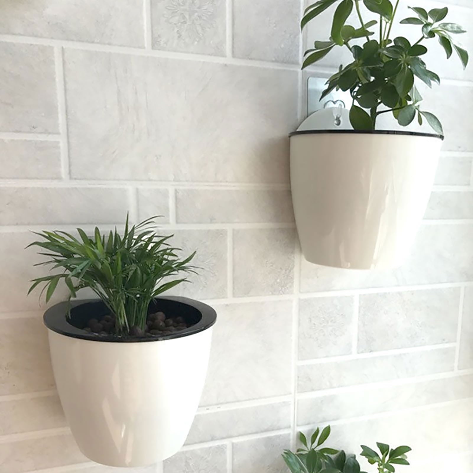 Travelwant Modern Wall Mountable Self Watering White Planter Pots