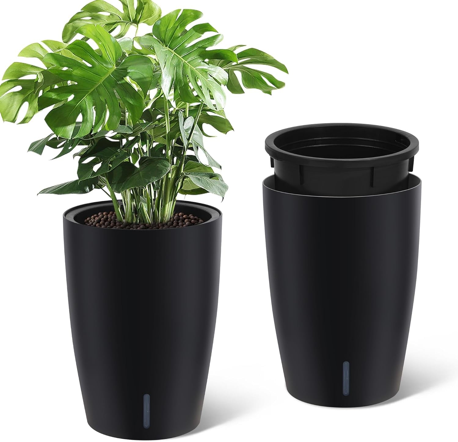 Acekid 16" Tall Planters Set of 2, Plant Pots, Self Watering Pots for Indoor Plants, Flower Pots With Built-In Drainage and Visual Water Level Design, for Patio, Porch, Living Room