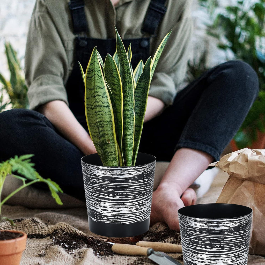 HOARBOEG Self-Watering Plastic Flower Pot, Automatic Planters, Plants with Drainage Holes, Lightweight Decorative Garden Pot for Roses, Succulents, Herbs, Personalized Gardening Essentials, 7.87in