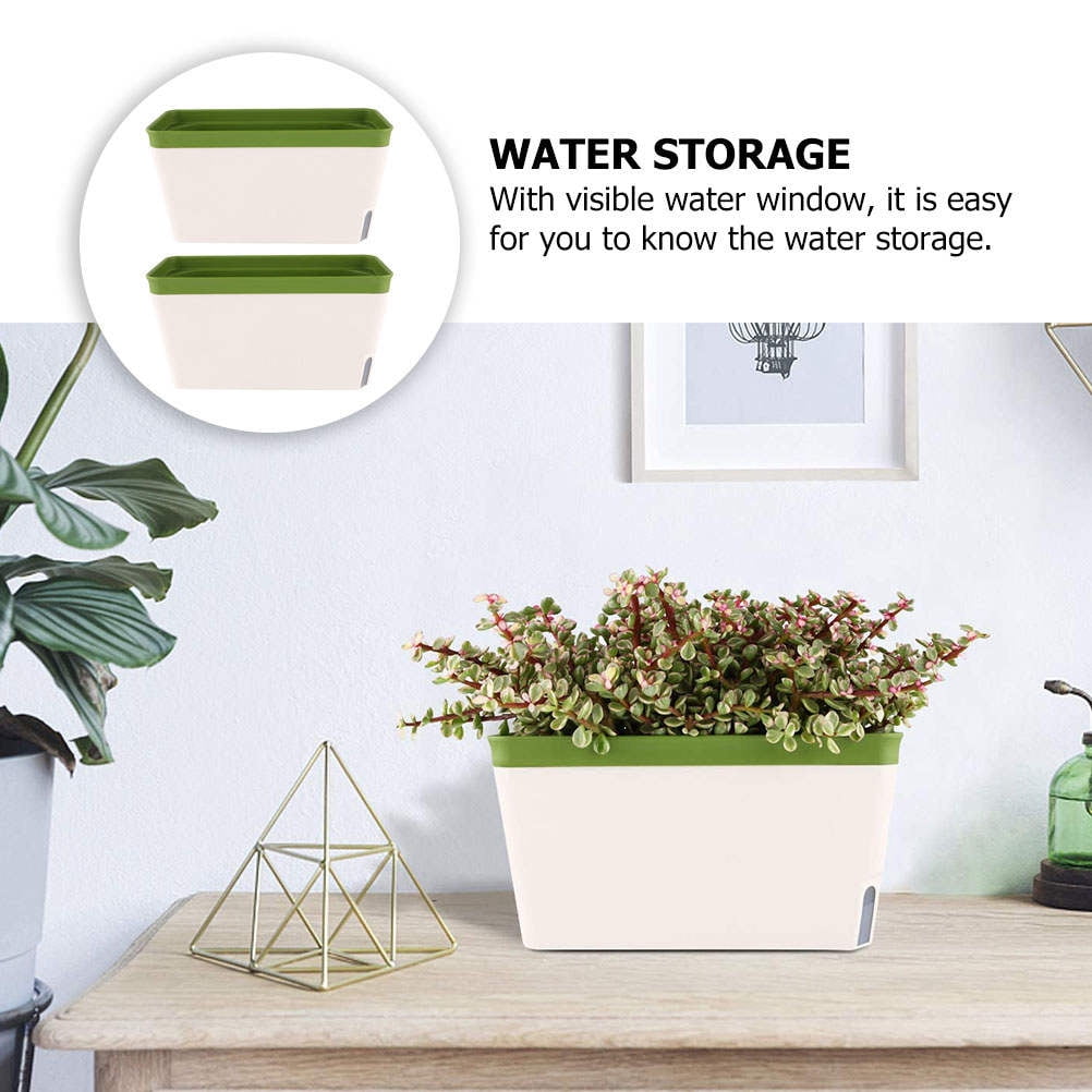 LOLIPPYY 2Pcs Rectangular Self-Watering Planters for Gardening with Automatic Watering Function