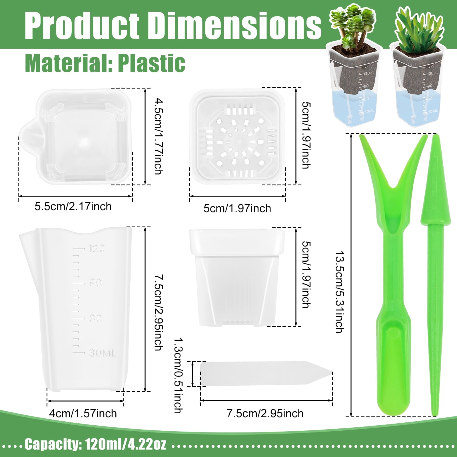 12 Pack 2" Mini Self Watering Pots for Indoor Plants Small Clear Plastic Planters Alocasia Corm Propagation African Violet Cutting Seeding Water Level Indicator Drainage Hole 12 Plant Label