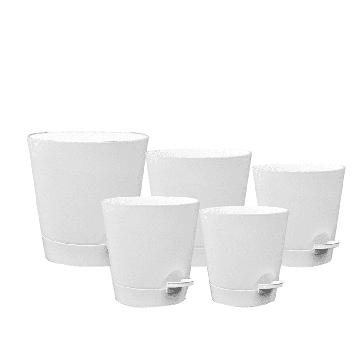 Qtmnekly 5 Pack 5 Inch Self Watering Pots for Indoor Plants, Flower Pots Planter with Drainage Holes and Wick Rope White