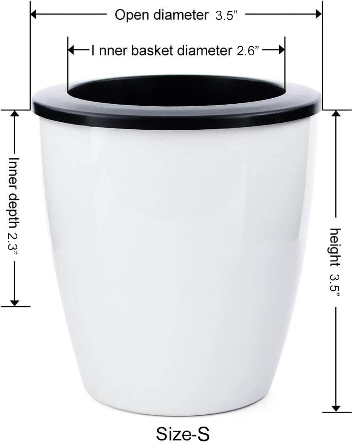 3.5“ Self Watering Planter White Flower Pot, 3 Pcs Small Planter Pot, Mini Plant Pot, for All Plants, Herbs, African Violets, Succulents, Flowers Or Start Plants, White, 3 inch
