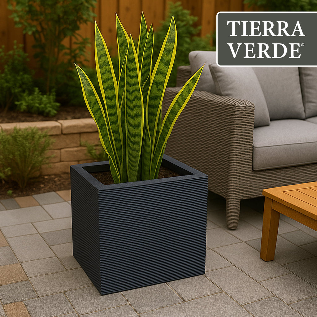 Tierra Verde Citadel Horizon Self Watering Square Planter 13.5"W x 14"H"