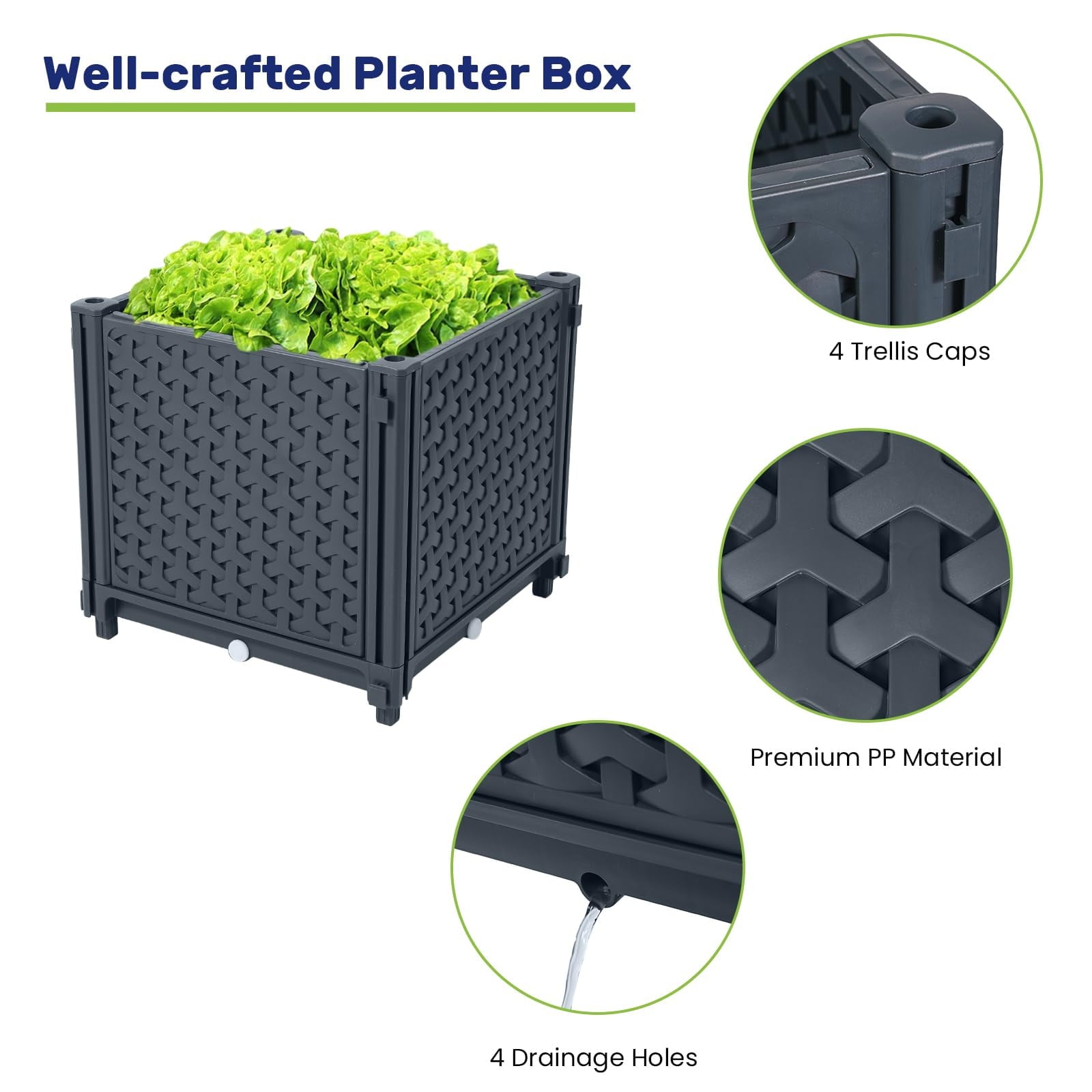 DXRONT Raised Garden Bed Planter Box with Trellis, 41.3” Tomato Planters for Climbing Plants Vegetable Vine Flowers Outdoor Patio, Tomatoes Cage w/ Self-watering
