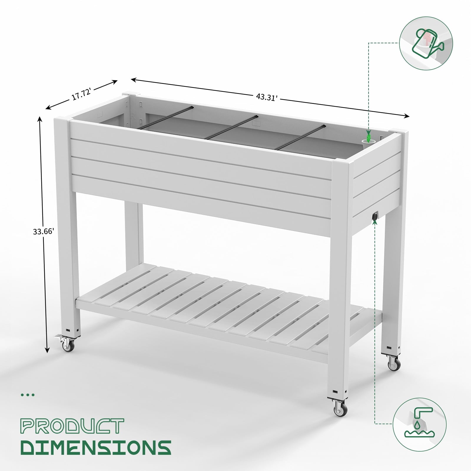 Fazzn 21‑Gallon Raised Garden Bed – Elevated Outdoor Planter Box with Self‑Watering Reservoir, Water Gauge & Drainage System, Perfect for Herbs & Vegetables, Black/White/Brown
