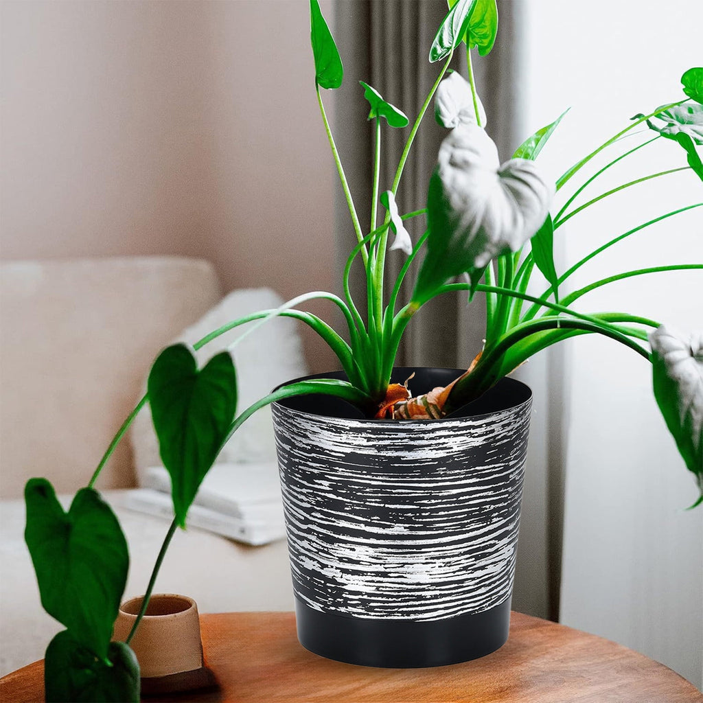 HOARBOEG Self-Watering Plastic Flower Pot, Automatic Planters, Plants with Drainage Holes, Lightweight Decorative Garden Pot for Roses, Succulents, Herbs, Personalized Gardening Essentials, 7.87in