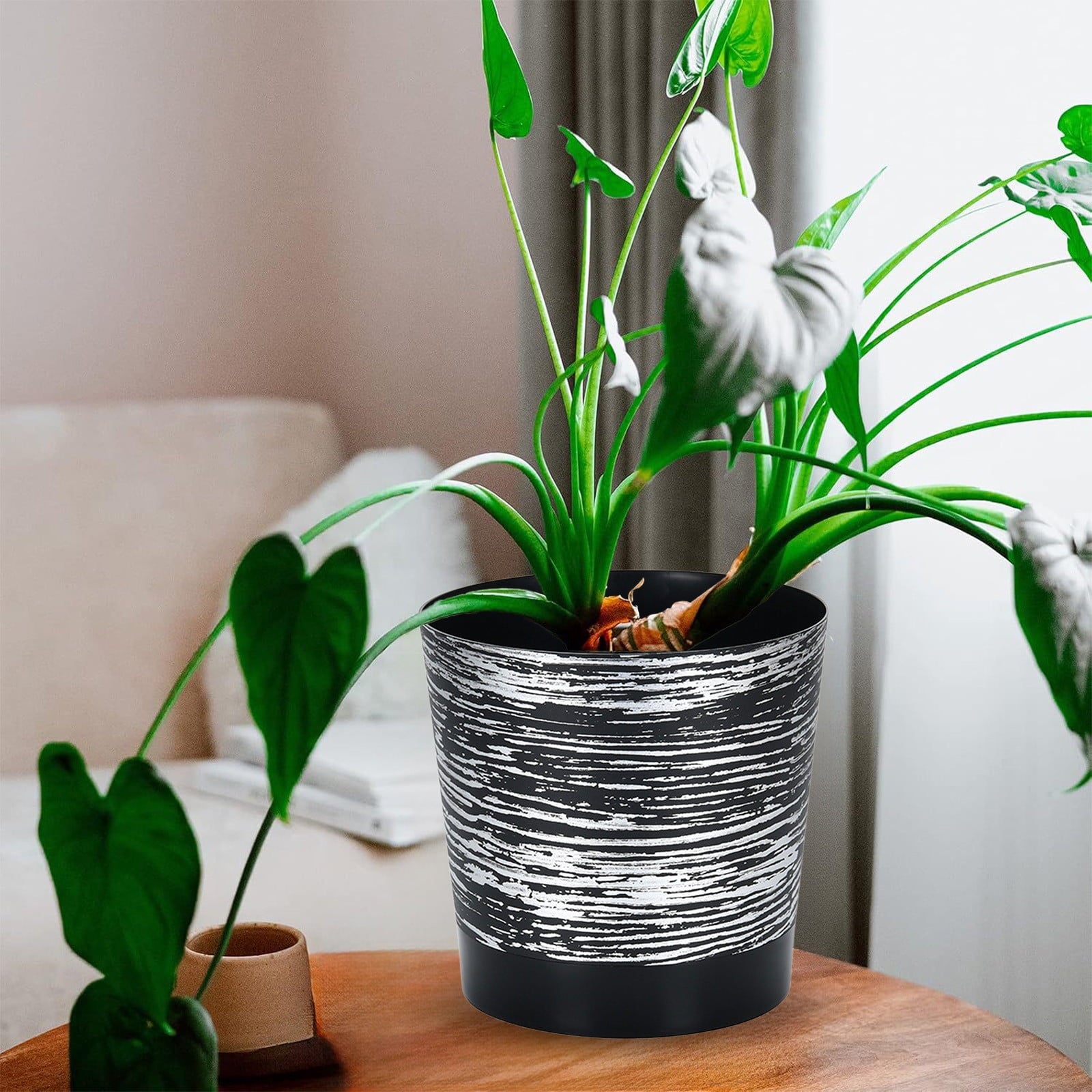 HOARBOEG Self-Watering Plastic Flower Pot, Automatic Planters, Plants with Drainage Holes, Lightweight Decorative Garden Pot for Roses, Succulents, Herbs, Personalized Gardening Essentials, 7.87in