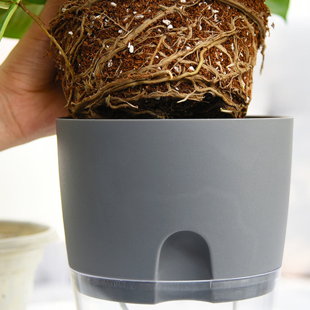 Travelwant Self Watering Planters Plant Pots Self Watering Pots Planters for Indoor Plants Plastic Flower Pot with a Watering Bottle
