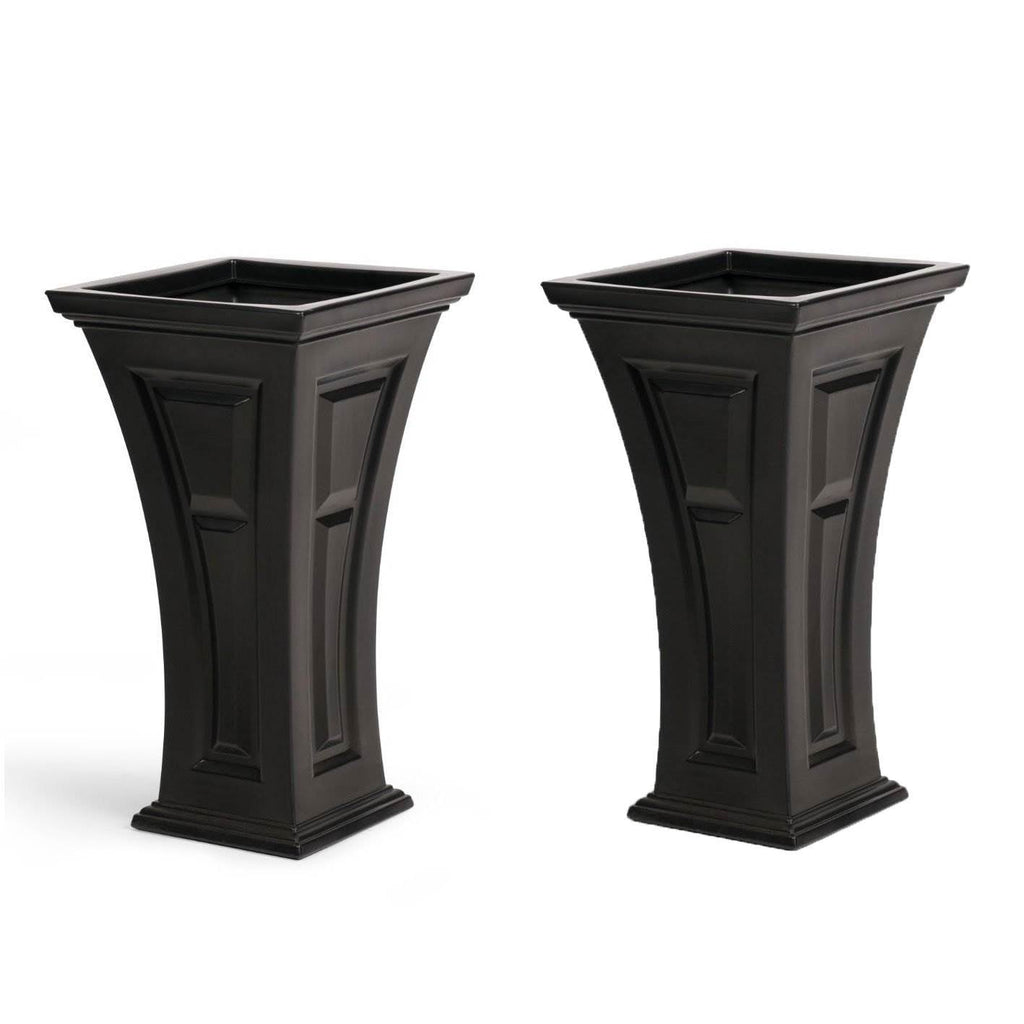 YIMBY Heritage Self Watering Tall Outdoor Garden Patio Planter Pot, (4 Pack)