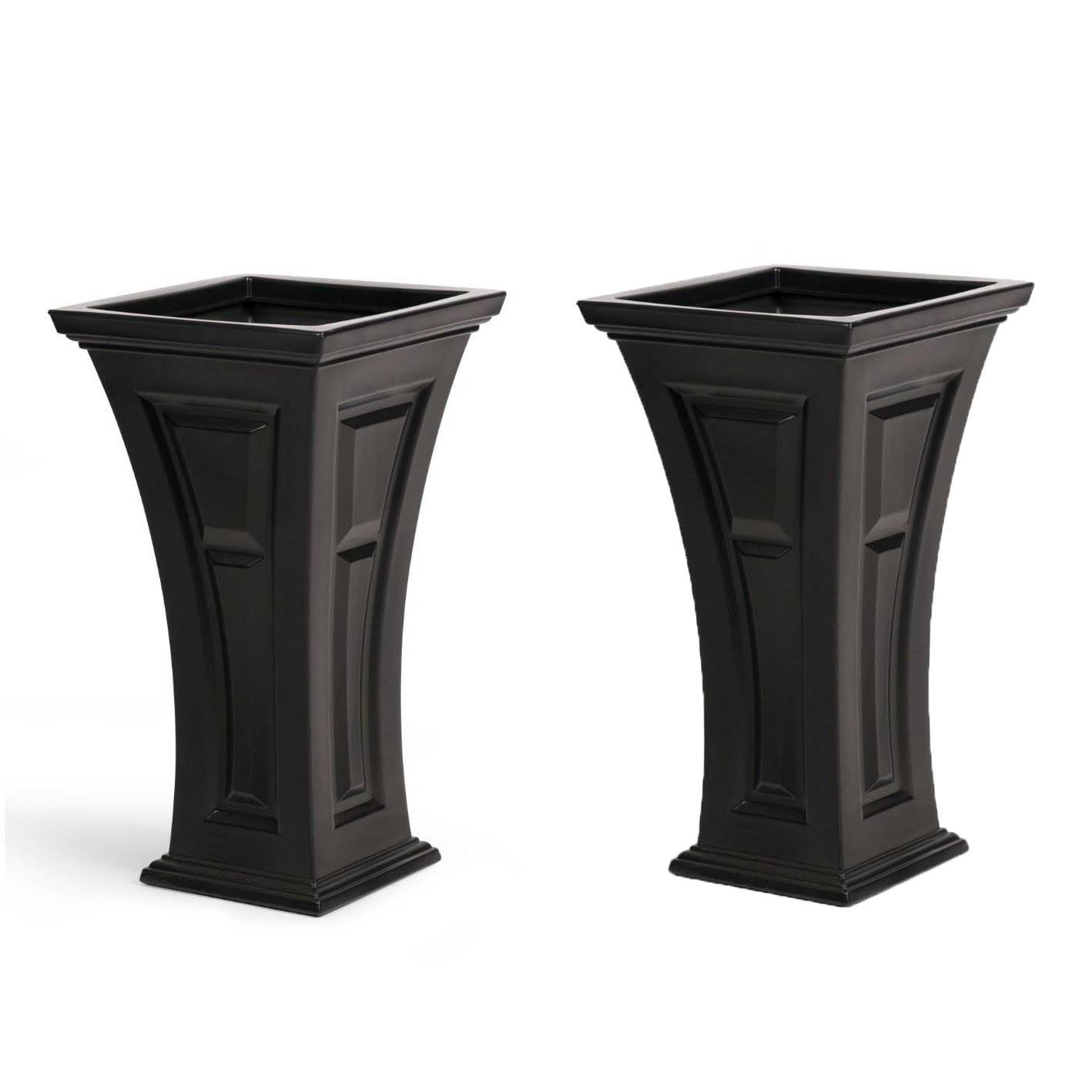 YIMBY Heritage Self Watering Tall Outdoor Garden Patio Planter Pot, (4 Pack)