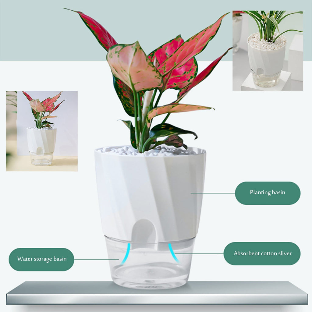 HANXIULIN Self Watering Planter African Violet Pots Clear Plastic Automatic Watering Planter Flower Pot Square Plant Pot for All House Plants Succulents Herb 4.7Inch