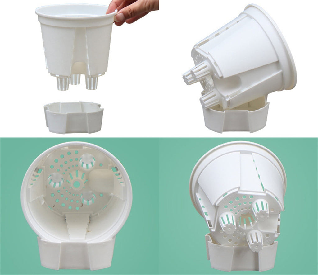 Self Watering Pots,Bexikou Set of 3 Plastic Planters with Drainage Holes and Deep Reservoir for Indoor Outdoor Garden Plants and Flowers, White