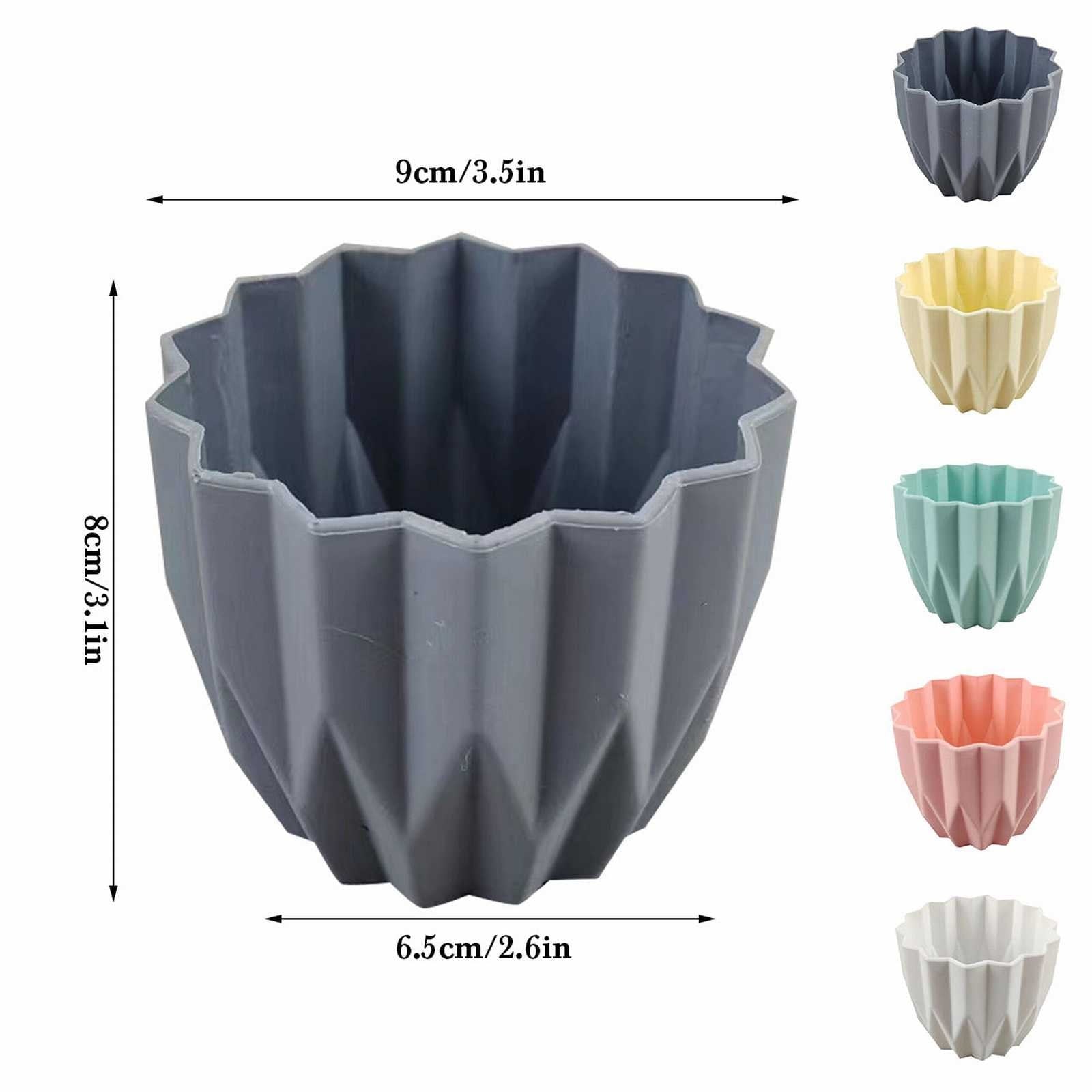 Ljxge Style Striped Plastic Faux Ceramics Flower Pot 2.4 in Modern Round Succulent Pots with Stripe Texture Small to Medium Sized Flowerpot for indoor House Plants and Flowers Herbs