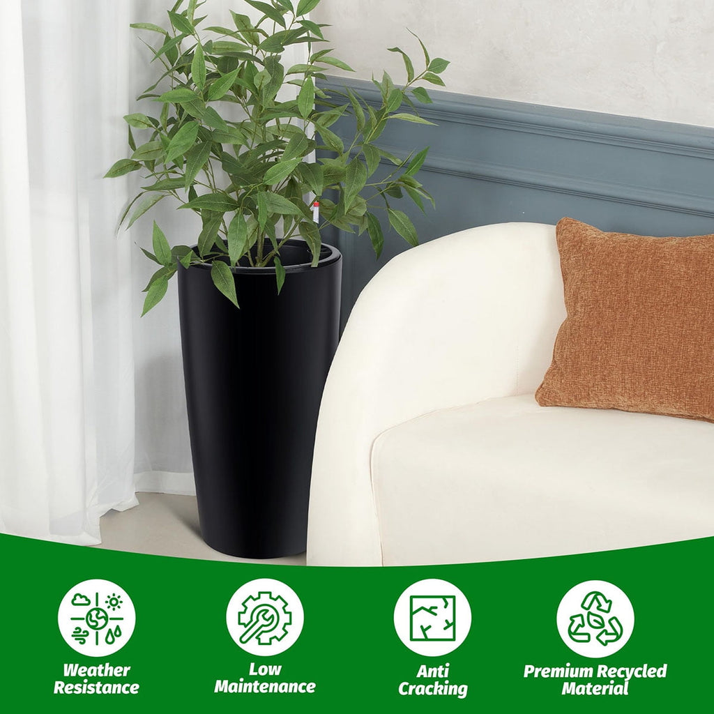 Ataucjin 30 inch Tall Planter Set of 2, Self Watering Pots with Drain Holes, Water Level Monitor & Inner Bucket, Indoor Outdoor Large Flower Pots, Automatic Watering, for Patio, Balcony, Living Room