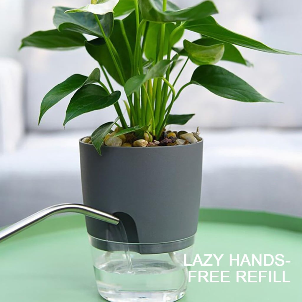 Self Watering Planter Plastic Indoor Plant Pot Hydroponic Flower Pot for Houseplants Low Maintenance Water Saving Plant Container 3.23 Inch Opening for Home Office Decor